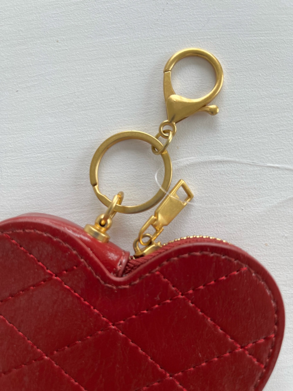 Anthropologie Red Heart Shaped Key Chain/Tiny Purse - Picture 5 of 6